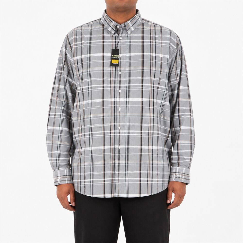 NEW Murano Shirt Mens 4XT Tall Gray White Plaid Electric Jungle Slim Fit
